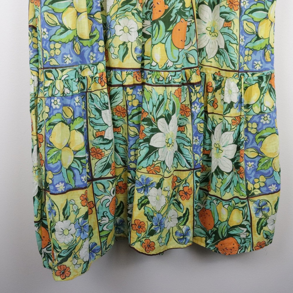 Anthropologie Peregrine Flutter Sleeve Maxi Dress Citrus Floral Holly Print 2X - Picture 7 of 11